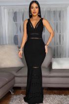 Sexy V-Neck Burnt Flower Hollow Hip Dress