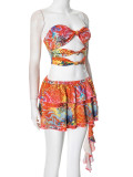 Fashionable and Popular Sexy Tube Top Printed Two-piece Suit