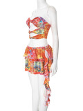 Fashionable and Popular Sexy Tube Top Printed Two-piece Suit