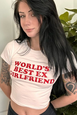 Letter Printed Navel-Exposed Short Sleeve T-Shirt