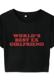 Letter Printed Navel-Exposed Short Sleeve T-Shirt
