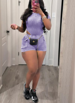Casual Washed Bodysuit Shorts Set