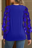 Autumn And Spring Long-Sleeved Fashionable Mesh Stitching Round Neck Top T-Shirt