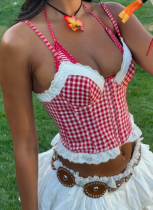 Sexy Lace Stitching Ruffled Cardigan Vest Top