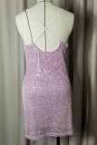 Sexy Hot Girl Sequined Backless Sequined Suspender Hip Dress