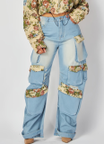 2025 New Fashion Floral Denim Overalls