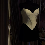 Sexy One Shoulder Wrap-around Beaded Underwire Fishbone Top