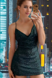 Sexy Hot Girl Sequined Backless Sequined Suspender Hip Dress
