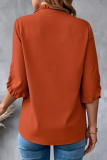 Summer Simple Solid Color Short-Sleeved Ruffled V-Neck Shirt Top