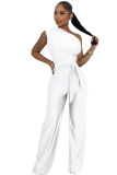 Sexy Fashion Solid Color One Shoulder Slant Neck Women's Jumpsuit