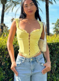 Lace Ruffle Stitching Temperament Versatile Suspender Herringbone Waist Vest
