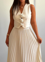 Fashion Vest Heavy Duty Half-length Pleated Skirt Two-piece Suit