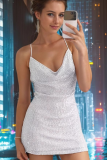 Sexy Hot Girl Sequined Backless Sequined Suspender Hip Dress
