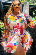 Fashionable And Mature Temperament Loose Long-Sleeved Printed Elegant Dress