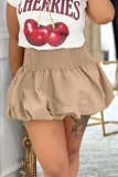 Solid Bubble Pleated High Waist Stretch Mini Skirt