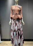 Fashion Irregular Flower Bud Top Plus Size Long Skirt Two-piece Suit