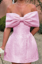 One Shoulder Bow Sexy Backless Dress Temperament Formal Dress Short Skirt