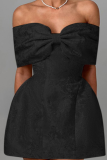 One Shoulder Bow Sexy Backless Dress Temperament Formal Dress Short Skirt