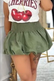 Solid Bubble Pleated High Waist Stretch Mini Skirt