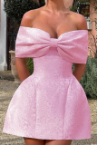 One Shoulder Bow Sexy Backless Dress Temperament Formal Dress Short Skirt