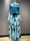 Fashion Irregular Flower Bud Top Plus Size Long Skirt Two-piece Suit