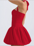 Sexy Halterneck Pleated Backless Dress