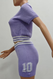 Fashionable Casual Summer Lapel Contrast Color Knitted Shorts Short Sleeves Two-Piece Suit