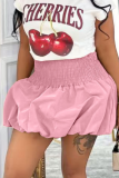 Solid Bubble Pleated High Waist Stretch Mini Skirt