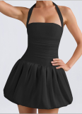 Sexy Halterneck Pleated Backless Dress