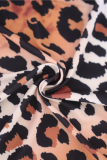 Women's Sexy Leopard Color-block Top and Pants Two-Piece Set