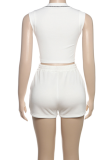 New Style Personalized Solid Color U-Neck Sleeveless Navel-Baring Vest Drawstring Shorts Two-Piece Set