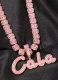 Full Diamond Floral Letter Pendant Personality Street Jewelry Necklace