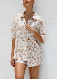 2025 New Printed Casual Shirt Shorts Set