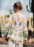 Fashion Personalized Printed Macaroon Linen Long Sleeve Shirt Suit