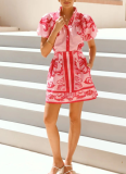 Casual Fashion Puff Sleeve Linen Short Skirt Suit