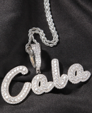 Full Diamond Floral Letter Pendant Personality Street Jewelry Necklace