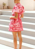 Casual Fashion Puff Sleeve Linen Short Skirt Suit