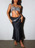 New Slim Fit Backless Gem Halter Camisole