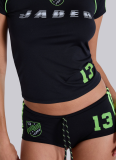 Fashion Slim Retro Hot Girl Letter Print Short Sleeve Top Shorts Set