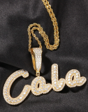 Full Diamond Floral Letter Pendant Personality Street Jewelry Necklace