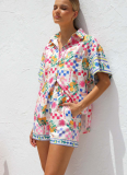 2025 New Printed Casual Shirt Shorts Set