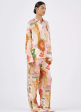 Fashion Personalized Printed Macaroon Linen Long Sleeve Shirt Suit