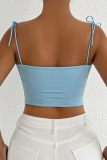 Summer Sexy All-Match Suspenders New Style Lace-Up Navel-Baring Super Short Top