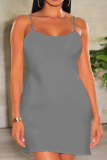 Solid Color Sling Fashionable Hip Dress