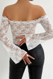 White Spring Lace Stitching Sexy Off-the-shoulder Top