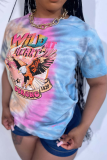 Casual Loose T-shirt Printed Round Neck Short Sleeve Summer Top
