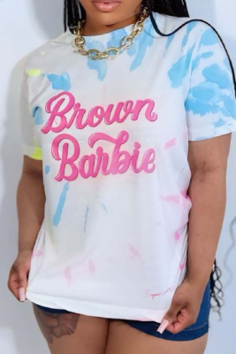 Casual Loose T-shirt Printed Round Neck Short Sleeve Summer Top