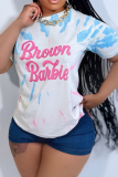 Casual Loose T-shirt Printed Round Neck Short Sleeve Summer Top
