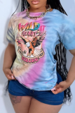 Casual Loose T-shirt Printed Round Neck Short Sleeve Summer Top