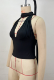 Summer New Solid Color Deep V Tie Sexy Sleeveless Backless Top